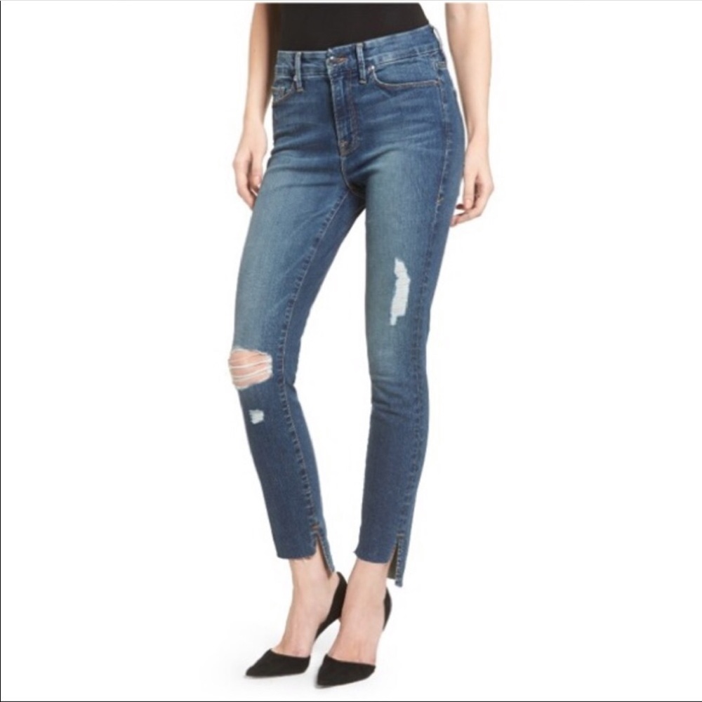 NWT ‼️Good American Good Waist Raw Stagger Jeans‼️